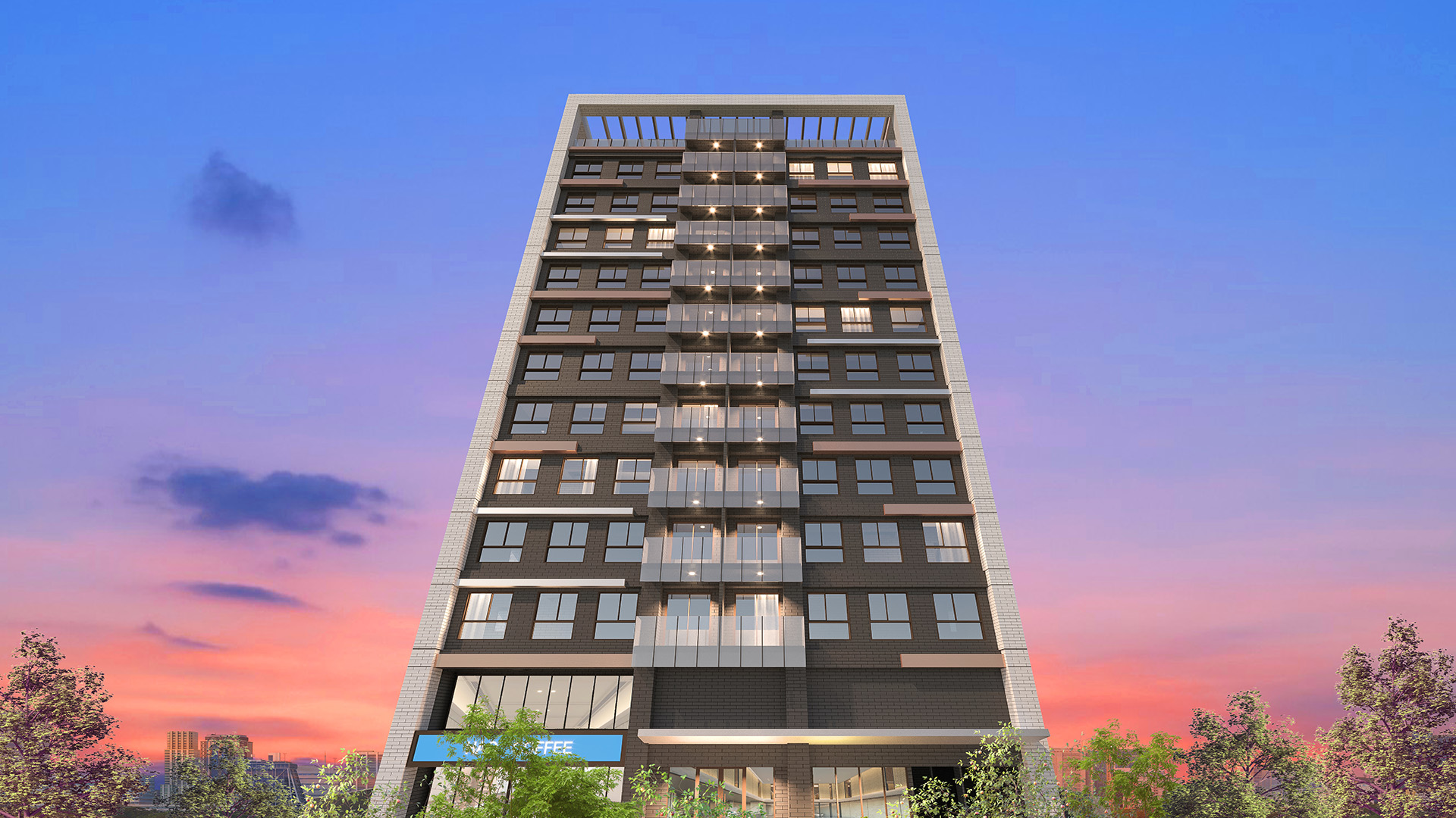 建物外觀3D示意圖,實以竣工現況及核備圖說為主。